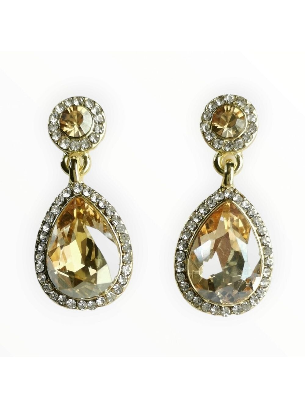 Citrine Swarovski Crystal Dangle Drop Earrings